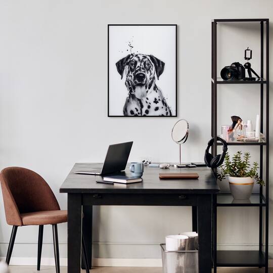 Empire Art Direct 24" x 18" Black & White Dalmatian Pet Wall Art Glass Black Frame
